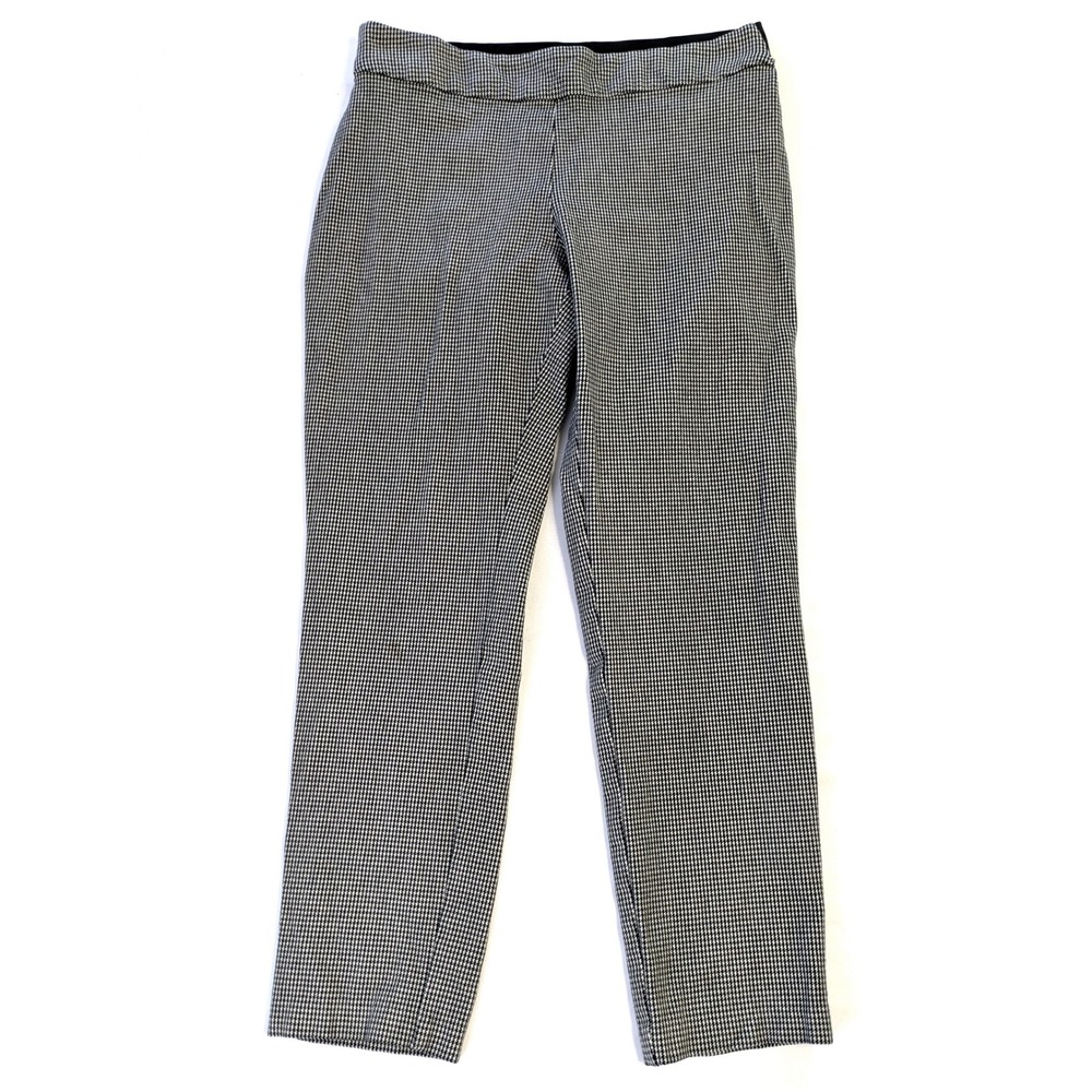 A New Day Womens Houndstooth High Rise Skinny Ankle Pants Black White Size 8
